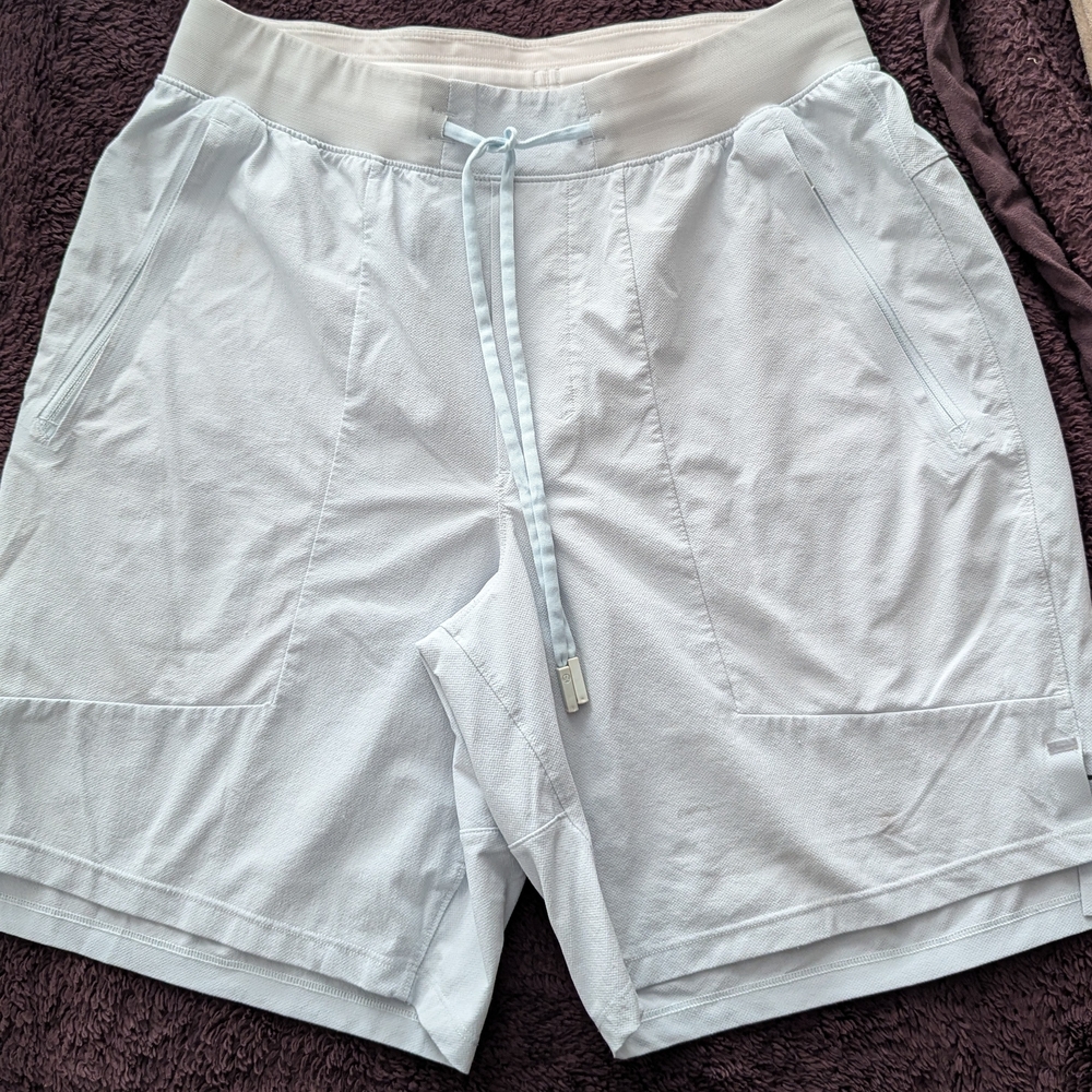 White Athletic Shorts with Drawstring